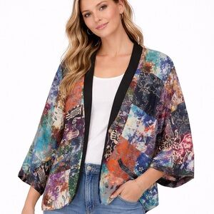 Festival Patchwork Art Jacket Boho Batwing Dolman Women's Jacket Size M